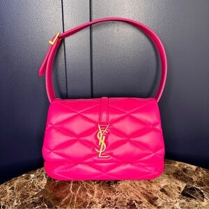 Saint Laurent YSL Le 57 Pink Leather Hobo Bag Quilted Purse